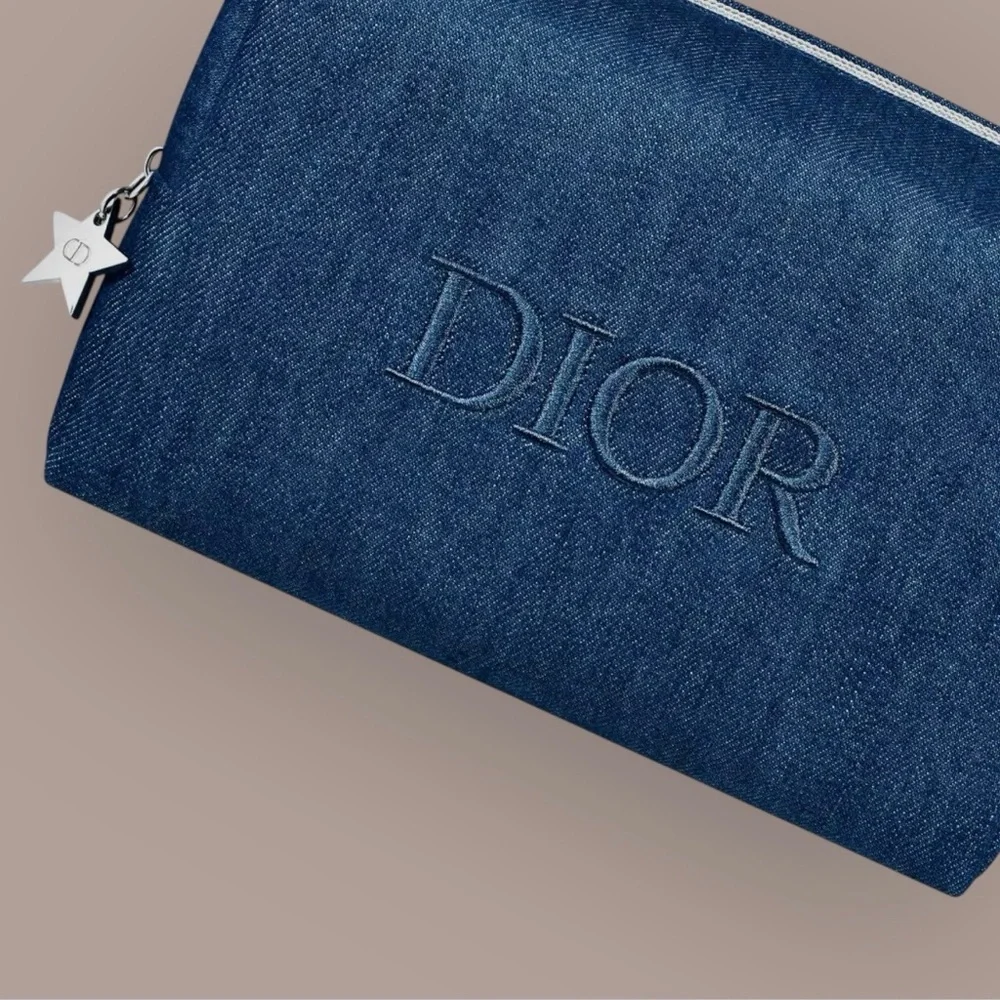 Reposh Dior Blue Denim Cosmetic Pouch with Star Charm